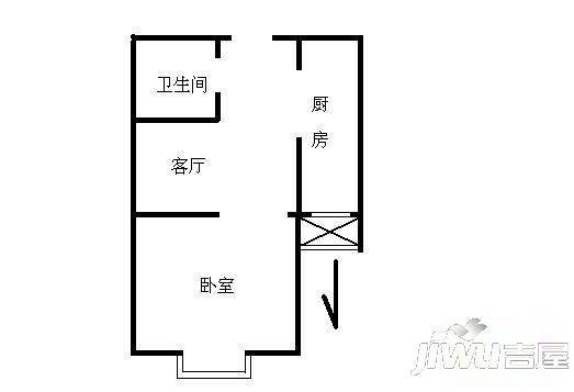 滨江国际1室1厅1卫60㎡户型图