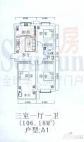 秀水丽城3室1厅1卫106.2㎡户型图