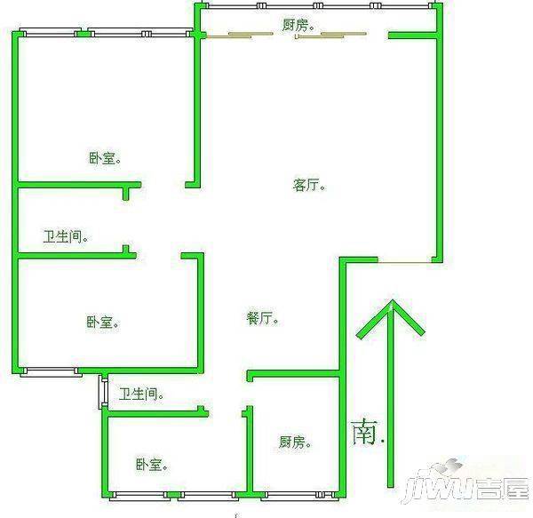 欧华园2室2厅2卫103㎡户型图