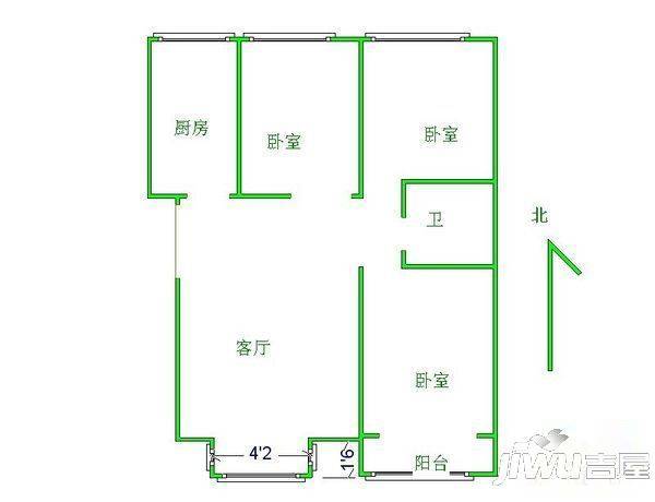 欧华园2室2厅2卫103㎡户型图