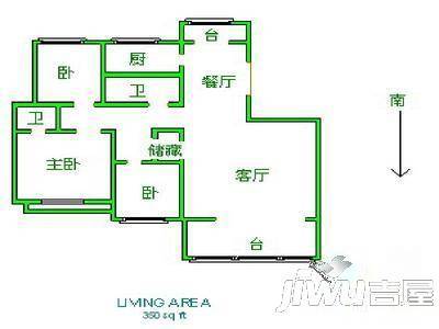 国富华庭3室2厅2卫户型图