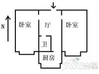 槐北路燃料公司宿舍2室1厅1卫57㎡户型图