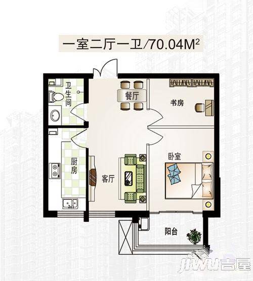 高远丽都3室2厅1卫户型图