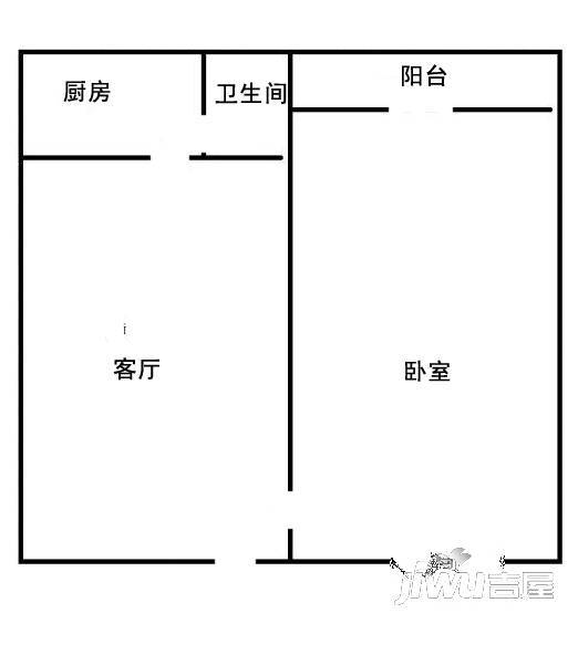 工贸宿舍2室1厅1卫71㎡户型图