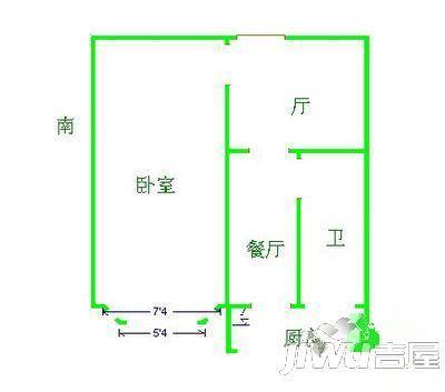 盈伴商住大厦1室1厅1卫42㎡户型图