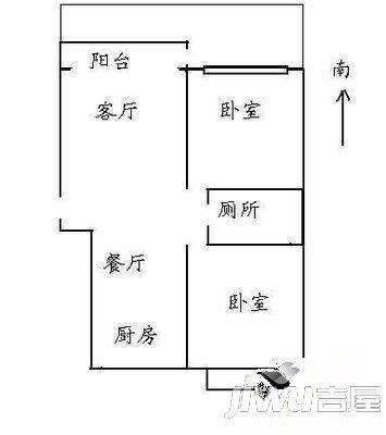 丽锦园2室1厅1卫101㎡户型图