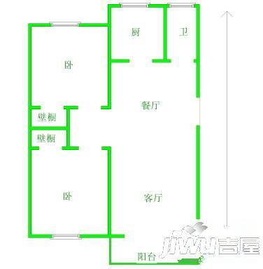 清水居2室2厅1卫120㎡户型图