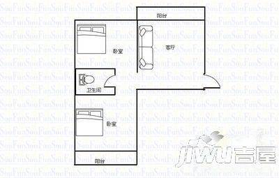 留营华苑2室2厅1卫94㎡户型图