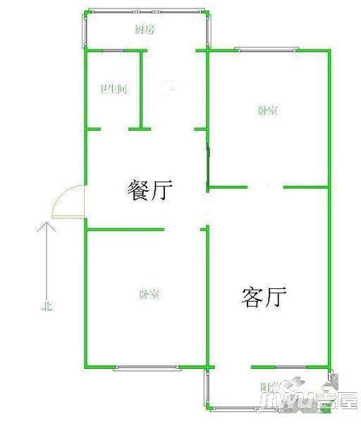 滨东小区2室1厅1卫90㎡户型图