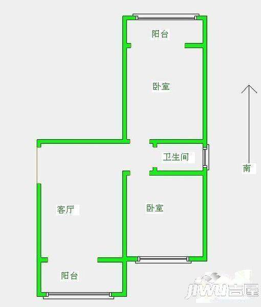 新石小区1室1厅1卫45㎡户型图