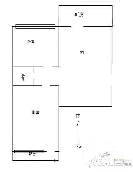 新石小区1室1厅1卫45㎡户型图