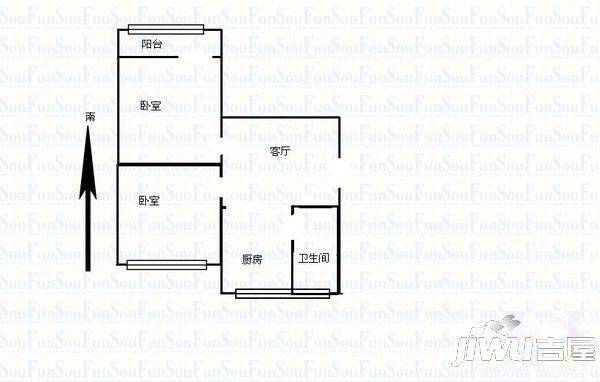 新石小区1室1厅1卫45㎡户型图