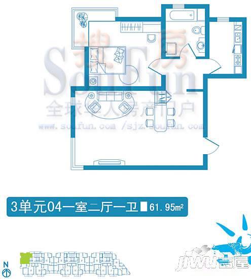 嘉实泊岸3室2厅1卫100.3㎡户型图