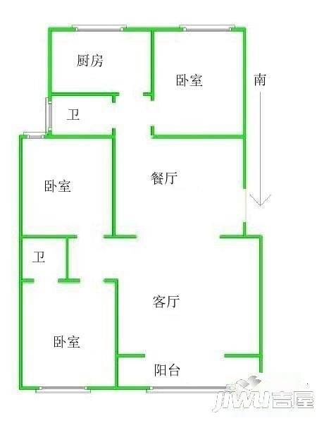 八一花园2室2厅1卫120㎡户型图