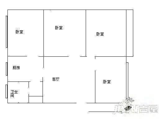 海关东巷2室1厅1卫60㎡户型图