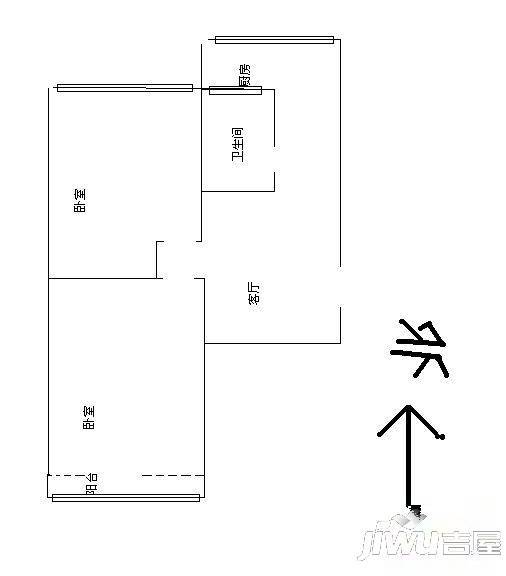 宁安小区2室1厅1卫63㎡户型图