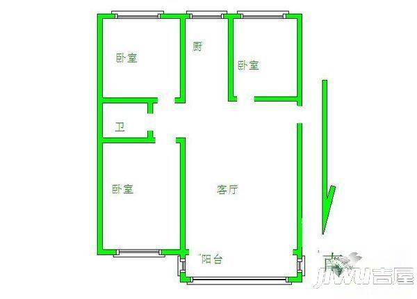 红星花园2室1厅1卫85㎡户型图