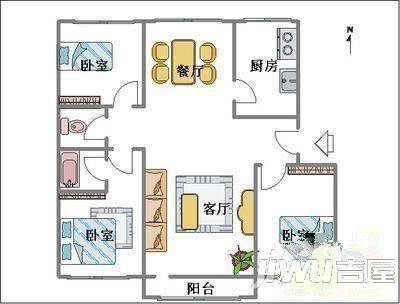 红星花园2室1厅1卫85㎡户型图