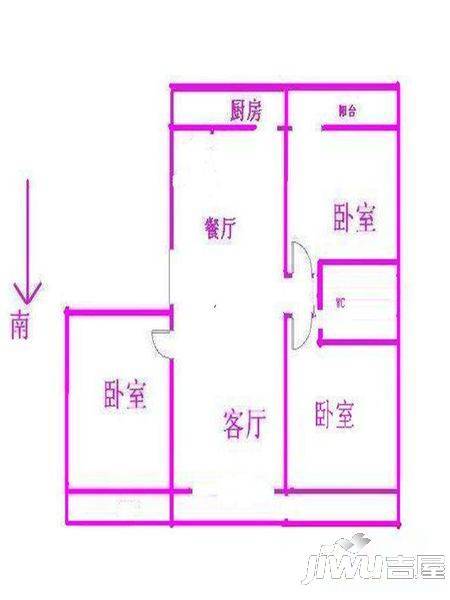 西焦生活西区3室2厅1卫户型图