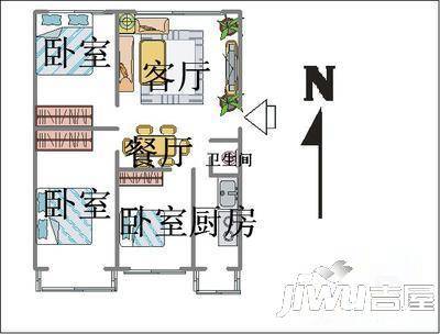 西焦生活西区3室2厅1卫户型图