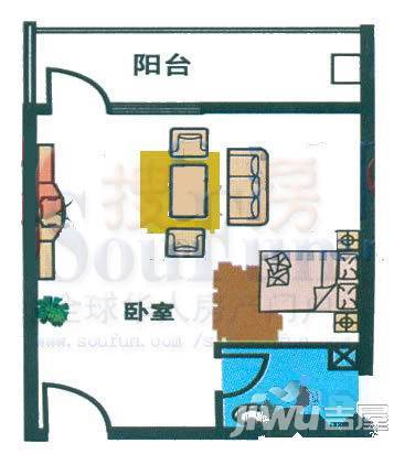 南环旺角1室2厅1卫户型图