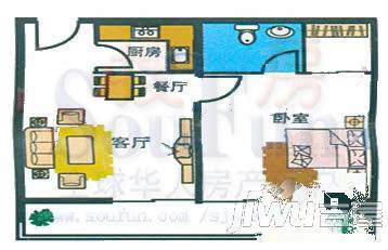 南环旺角1室2厅1卫户型图