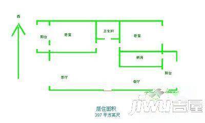 自由立方2室2厅1卫113㎡户型图