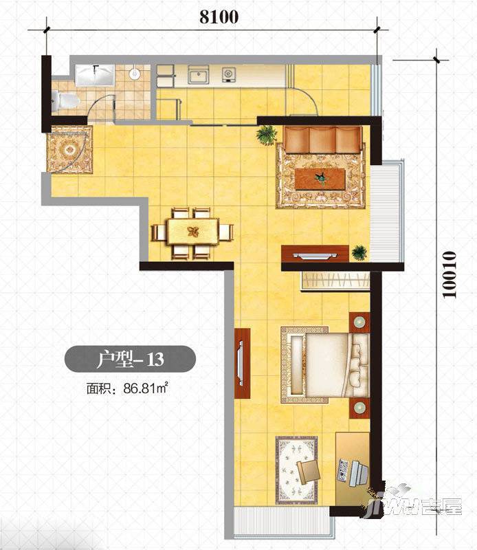 华强公寓1室2厅1卫户型图