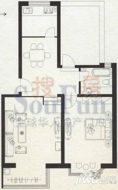 天然城2室2厅2卫95.6㎡户型图