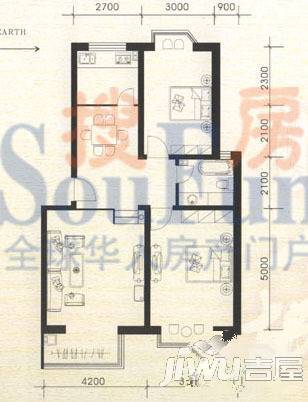 天然城2室2厅2卫95.6㎡户型图