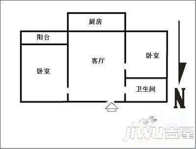 省电力研究院宿舍2室1厅1卫65㎡户型图