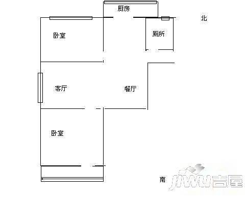 卓达别墅区2室2厅1卫87㎡户型图