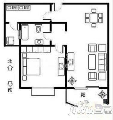 天山花园2室2厅1卫户型图