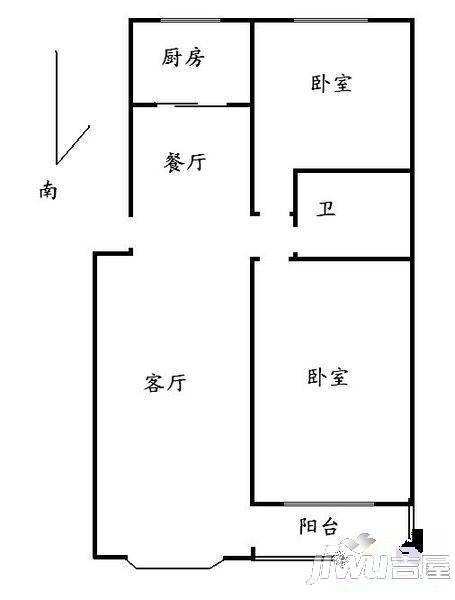 天山花园2室2厅1卫户型图