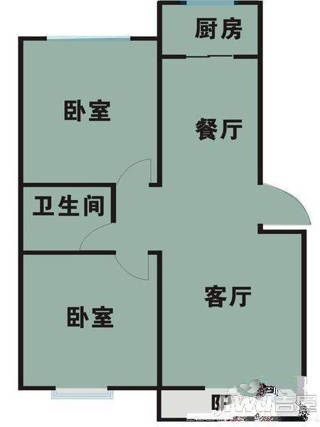 天山花园2室2厅1卫户型图