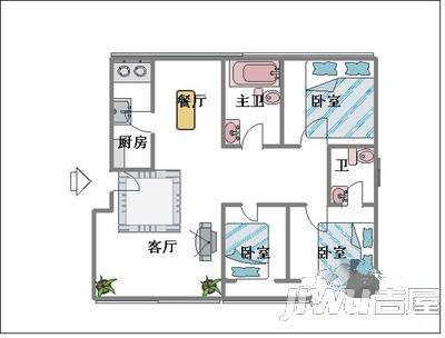 清沁园3室2厅1卫100㎡户型图