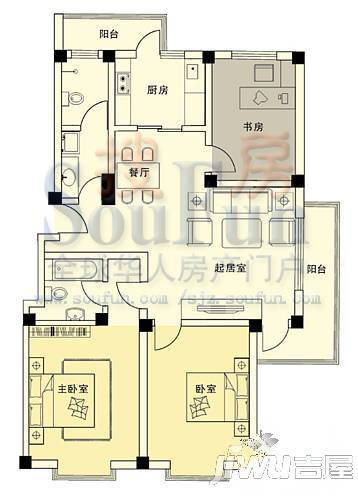 阳光3613室2厅2卫141㎡户型图