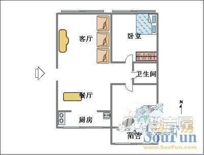 建国商住楼2室1厅1卫户型图