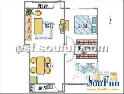 建国商住楼2室1厅1卫户型图