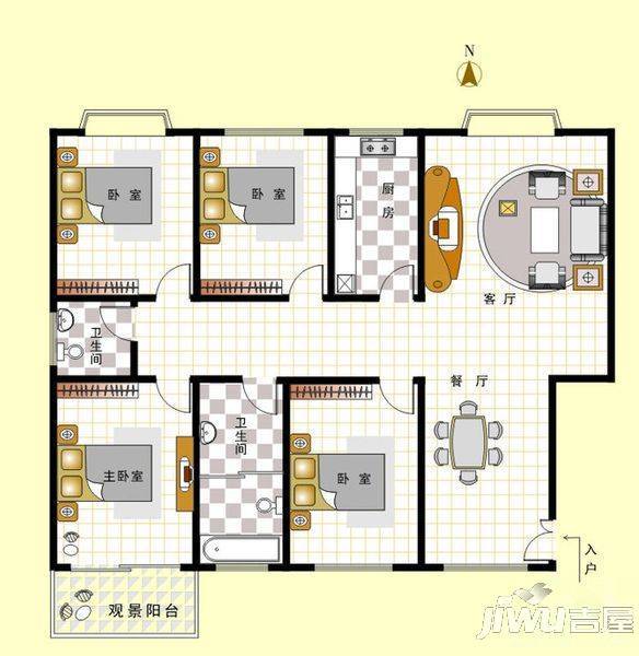 万信花园2室2厅1卫106㎡户型图