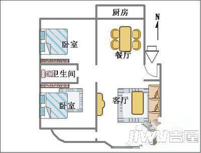 明珠园2室2厅1卫93㎡户型图