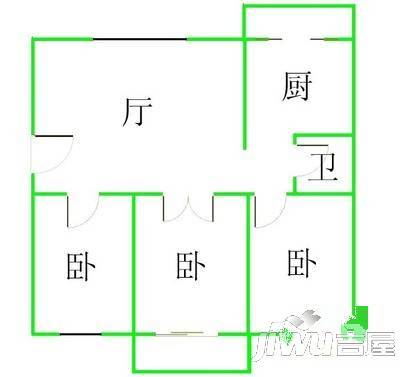 合作小区北院3室2厅1卫120㎡户型图