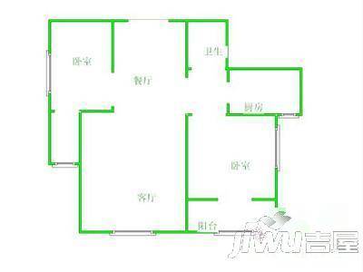 东丹庭院2室1厅1卫90㎡户型图