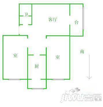 东丹庭院2室1厅1卫90㎡户型图