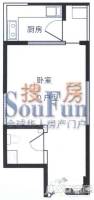 美丽星城1室1厅1卫38㎡户型图