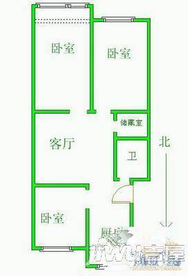 田园阁2室2厅1卫96㎡户型图