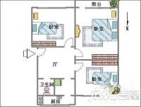 面粉厂宿舍3室1厅1卫100㎡户型图