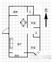 欧华园2室2厅2卫103㎡户型图