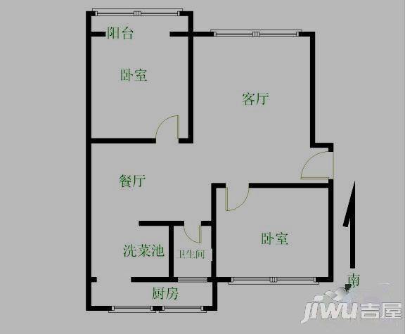 银龙小区2室1厅1卫户型图