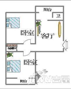 省电力研究院宿舍2室1厅1卫65㎡户型图